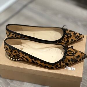 Christian Louboutin Leopard Print Flats with Black Trim size 38.5